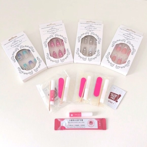 4 Party Nail Packs with Nail Kits and Free Bonus - Picture 2 of 3